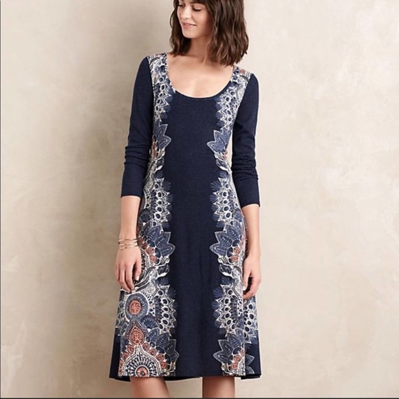 Anthropologie Maeve Navy Eira Sweater Dress Small Long Sleeve - Picture 14 of 15